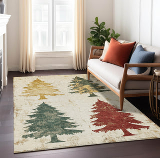 Piper Looms Chantille Christmas ACN1811 Ivory Machine Washable Area Rug Lifestyle Image Feature
