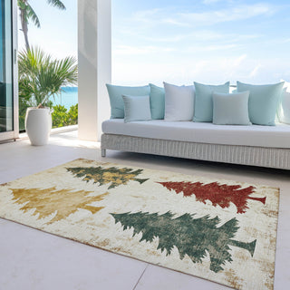 Piper Looms Chantille Christmas ACN1811 Ivory Machine Washable Area Rug Outdoor Lifestyle Image Feature