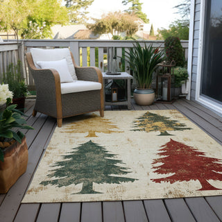 Piper Looms Chantille Christmas ACN1811 Ivory Machine Washable Area Rug Outdoor Lifestyle Image Feature