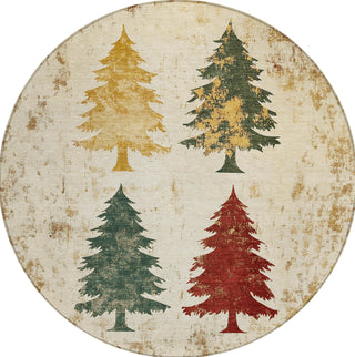 Piper Looms Chantille Christmas ACN1811 Ivory Machine Washable Area Rug Round Main Image