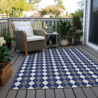 Piper Looms Chantille Christmas ACN1812 Navy Machine Washable Area Rug Outdoor Lifestyle Image Feature