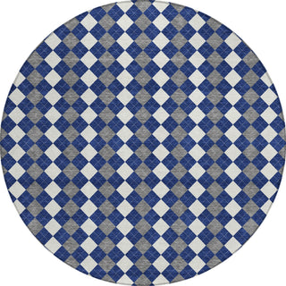Piper Looms Chantille Christmas ACN1812 Navy Machine Washable Area Rug Round Main Image