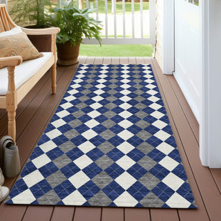 Piper Looms Chantille Christmas ACN1812 Navy Machine Washable Area Rug Runner Outdoor Lifestyle Image Feature