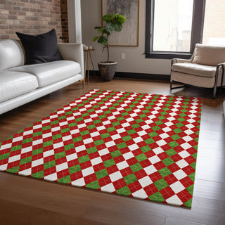 Piper Looms Chantille Christmas ACN1812 Red Machine Washable Area Rug Lifestyle Image Feature