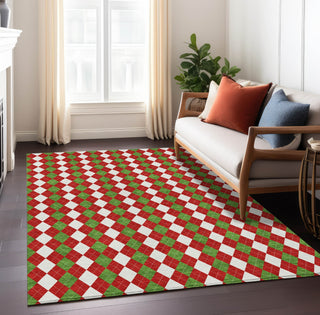 Piper Looms Chantille Christmas ACN1812 Red Machine Washable Area Rug Lifestyle Image Feature