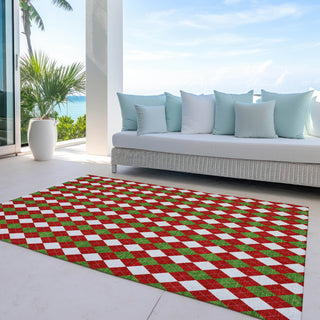Piper Looms Chantille Christmas ACN1812 Red Machine Washable Area Rug Outdoor Lifestyle Image Feature