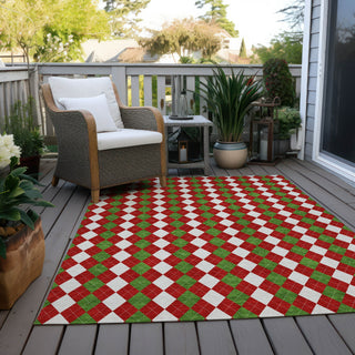 Piper Looms Chantille Christmas ACN1812 Red Machine Washable Area Rug Outdoor Lifestyle Image Feature