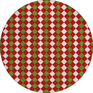 Piper Looms Chantille Christmas ACN1812 Red Machine Washable Area Rug Round Main Image