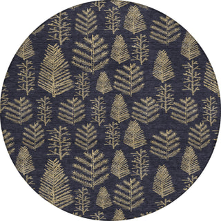Piper Looms Chantille Christmas ACN1813 Black Machine Washable Area Rug Round Main Image