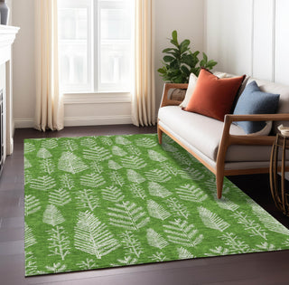 Piper Looms Chantille Christmas ACN1813 Green Machine Washable Area Rug Lifestyle Image Feature