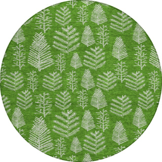 Piper Looms Chantille Christmas ACN1813 Green Machine Washable Area Rug Round Main Image