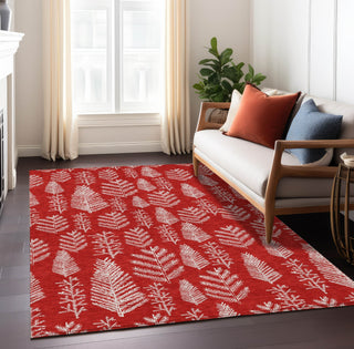 Piper Looms Chantille Christmas ACN1813 Red Machine Washable Area Rug Lifestyle Image Feature