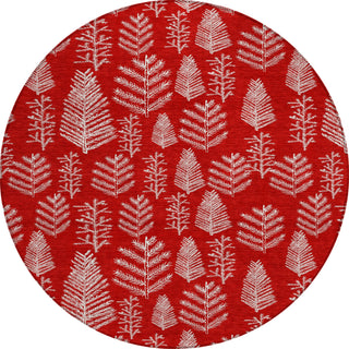 Piper Looms Chantille Christmas ACN1813 Red Machine Washable Area Rug Round Main Image