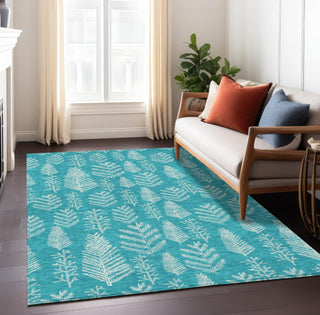 Piper Looms Chantille Christmas ACN1813 Teal Machine Washable Area Rug Lifestyle Image Feature