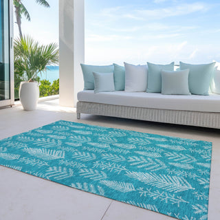 Piper Looms Chantille Christmas ACN1813 Teal Machine Washable Area Rug Outdoor Lifestyle Image Feature