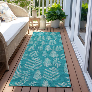 Piper Looms Chantille Christmas ACN1813 Teal Machine Washable Area Rug Runner Outdoor Lifestyle Image Feature