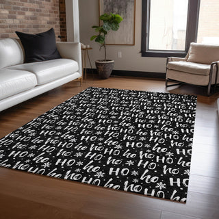 Piper Looms Chantille Christmas ACN1814 Black Machine Washable Area Rug Lifestyle Image Feature