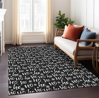 Piper Looms Chantille Christmas ACN1814 Black Machine Washable Area Rug Lifestyle Image Feature