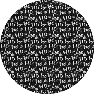 Piper Looms Chantille Christmas ACN1814 Black Machine Washable Area Rug Round Main Image