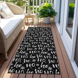Piper Looms Chantille Christmas ACN1814 Black Machine Washable Area Rug Runner Outdoor Lifestyle Image Feature