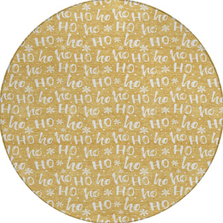 Piper Looms Chantille Christmas ACN1814 Gold Machine Washable Area Rug Round Main Image