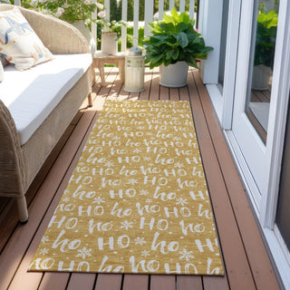 Piper Looms Chantille Christmas ACN1814 Gold Machine Washable Area Rug Runner Outdoor Lifestyle Image Feature