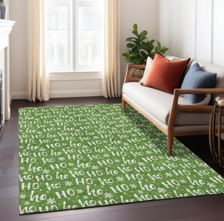 Piper Looms Chantille Christmas ACN1814 Green Machine Washable Area Rug Lifestyle Image Feature
