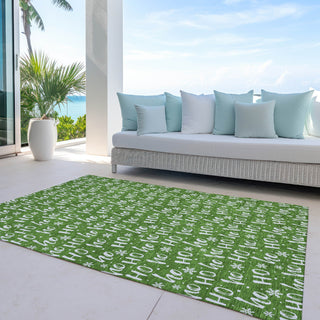 Piper Looms Chantille Christmas ACN1814 Green Machine Washable Area Rug Outdoor Lifestyle Image Feature