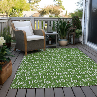 Piper Looms Chantille Christmas ACN1814 Green Machine Washable Area Rug Outdoor Lifestyle Image Feature