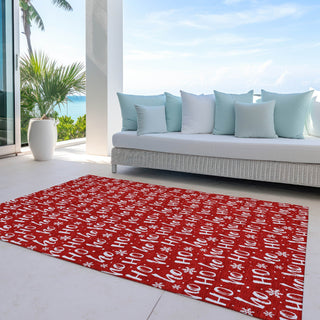 Piper Looms Chantille Christmas ACN1814 Red Machine Washable Area Rug Outdoor Lifestyle Image Feature