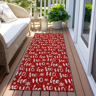 Piper Looms Chantille Christmas ACN1814 Red Machine Washable Area Rug Runner Outdoor Lifestyle Image Feature
