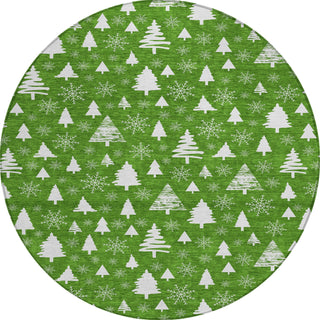 Piper Looms Chantille Christmas ACN1815 Emerald Machine Washable Area Rug Round Main Image
