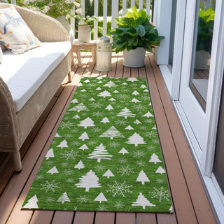 Piper Looms Chantille Christmas ACN1815 Emerald Machine Washable Area Rug Runner Outdoor Lifestyle Image Feature