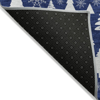 Piper Looms Chantille Christmas ACN1815 Navy Machine Washable Area Rug Backing Image