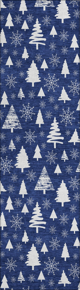 Piper Looms Chantille Christmas ACN1815 Navy Machine Washable Area Rug Runner Main Image