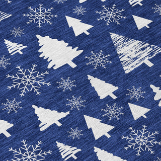 Piper Looms Chantille Christmas ACN1815 Navy Machine Washable Area Rug Swatch Image