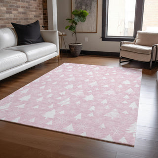 Piper Looms Chantille Christmas ACN1815 Pink Machine Washable Area Rug Lifestyle Image Feature