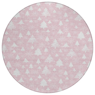 Piper Looms Chantille Christmas ACN1815 Pink Machine Washable Area Rug Round Main Image
