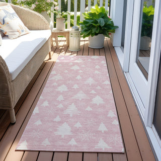 Piper Looms Chantille Christmas ACN1815 Pink Machine Washable Area Rug Runner Outdoor Lifestyle Image Feature
