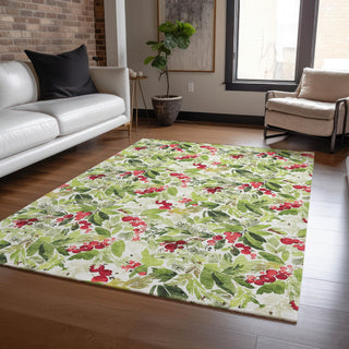 Piper Looms Chantille Christmas ACN1816 Aloe Machine Washable Area Rug Lifestyle Image Feature