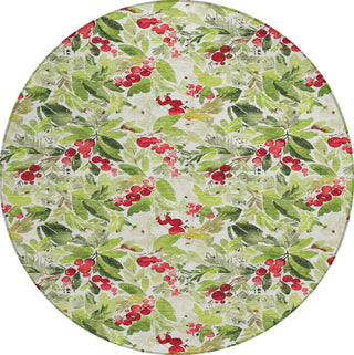Piper Looms Chantille Christmas ACN1816 Aloe Machine Washable Area Rug Round Main Image