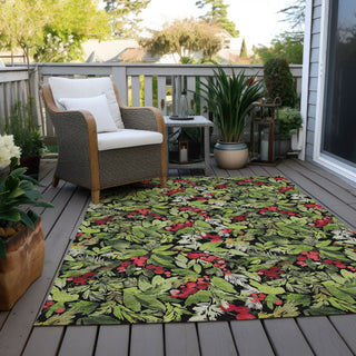 Piper Looms Chantille Christmas ACN1816 Black Machine Washable Area Rug Outdoor Lifestyle Image Feature
