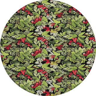 Piper Looms Chantille Christmas ACN1816 Black Machine Washable Area Rug Round Main Image