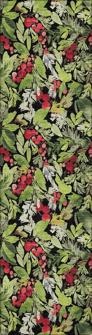 Piper Looms Chantille Christmas ACN1816 Black Machine Washable Area Rug Runner Main Image