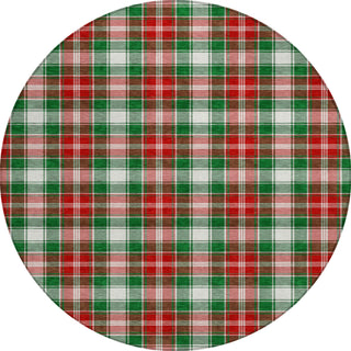Piper Looms Chantille Christmas ACN1817 Emerald Machine Washable Area Rug Round Main Image