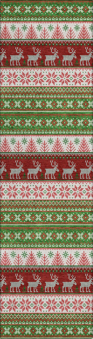 Piper Looms Chantille Christmas ACN1818 Green Machine Washable Area Rug Runner Main Image