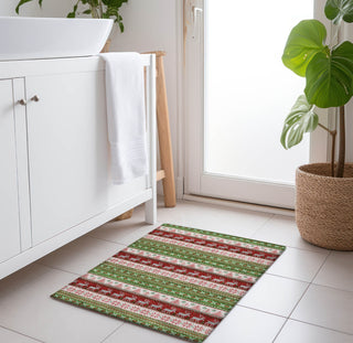 Piper Looms Chantille Christmas ACN1818 Green Machine Washable Area Rug Scatter Lifestyle Image Feature