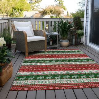 Piper Looms Chantille Christmas ACN1818 Red Machine Washable Area Rug Outdoor Lifestyle Image Feature