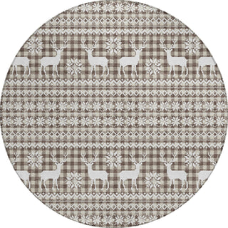 Piper Looms Chantille Christmas ACN1820 Brown Machine Washable Area Rug Round Main Image