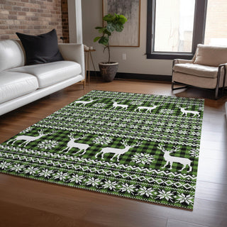 Piper Looms Chantille Christmas ACN1820 Cactus Machine Washable Area Rug Lifestyle Image Feature